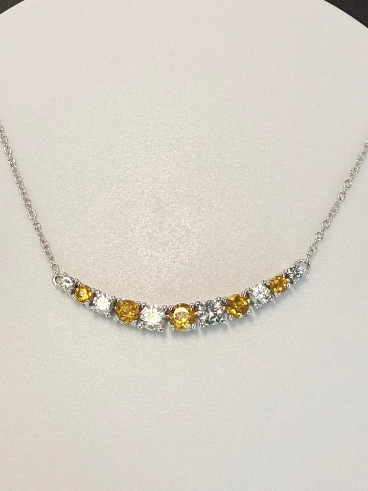 Colar citrino e safira branca prata esterlina pedras preciosas: laboratório - Imagem 4 de 4