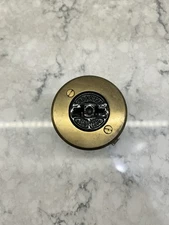 Antique Electric Box Plug Hubbell Porcelain Heavy Brass Circle Plate Vintage