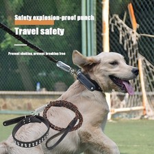 Durable Cowhide Leather Dog Leash for Medium Large Dogs 120cm Length
