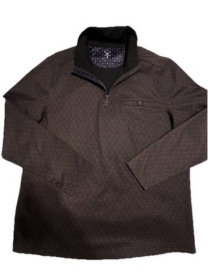 NICOBY Quarter Zip Pullover Sweater Mens Sz  XL Heathered Brown Long Sleeve
