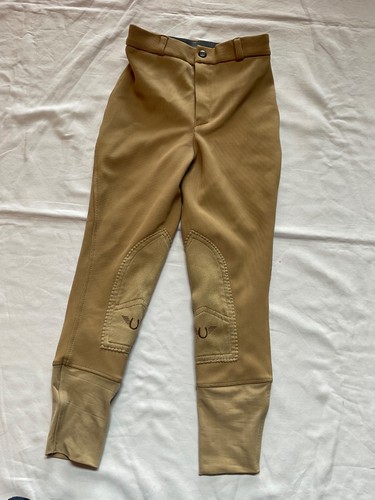 TUFF RIDER Riding Pants Breeches Children Size 10 Tan Knee Patches Equestrian