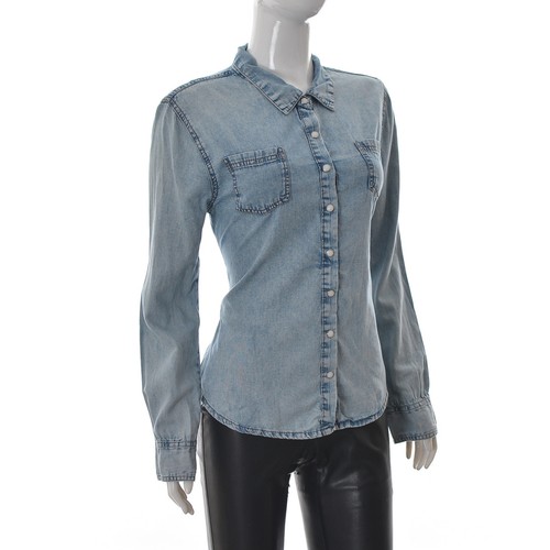 Denim Co Womens LADY Acid Wash Denim Jean Trucker Shirt Size UK-12 Blue ES-40