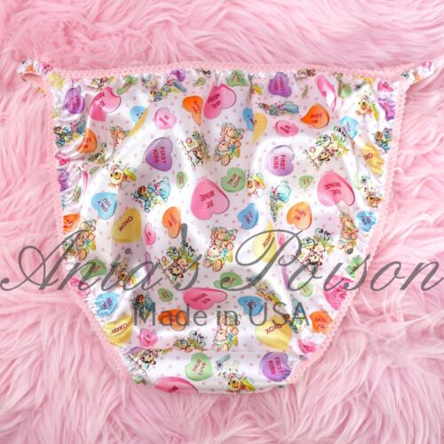 Valentinstag Satin Höschen Conversation Hearts DUCHESS CUT Damen String Bikini - Bild 4 von 5