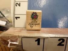 Hand stamped by with flower bouquet RUBBER STAMP 8g