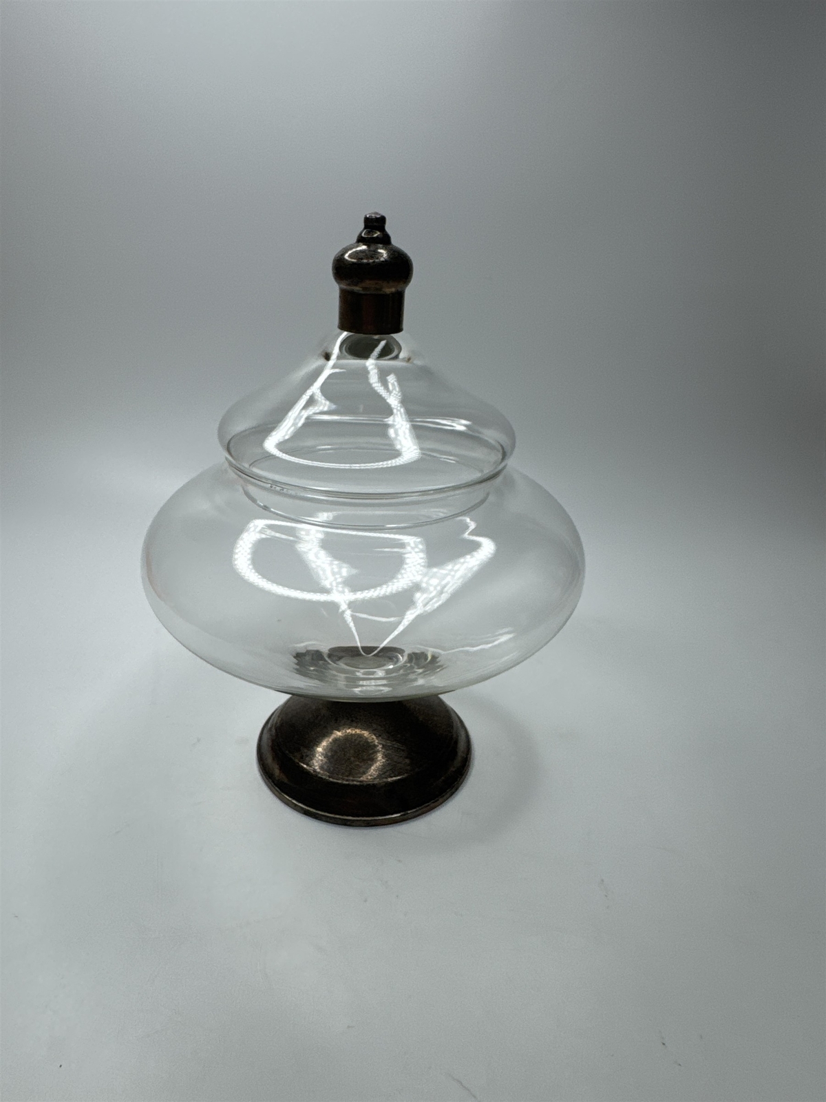 Maurice Duchin Sterling Silver Glass Covered Candy Dish with Weighted Base