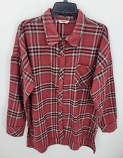 Ci Sono Anthropologie Top Womens Large Red Plaid Flannel Long Sleeve Oversized