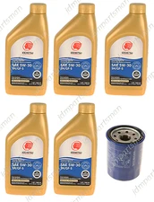 Genuine Oil Filter + IDEMITSU 5W-30 Synthetic Oil (5-Qts.) for Honda & Acura