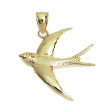 New 14k Gold Swallow Bird Pendant