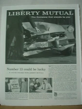 1957 Liberty Mutual Car Insurance Car Wreck Accident Vintage Print Ad 10207