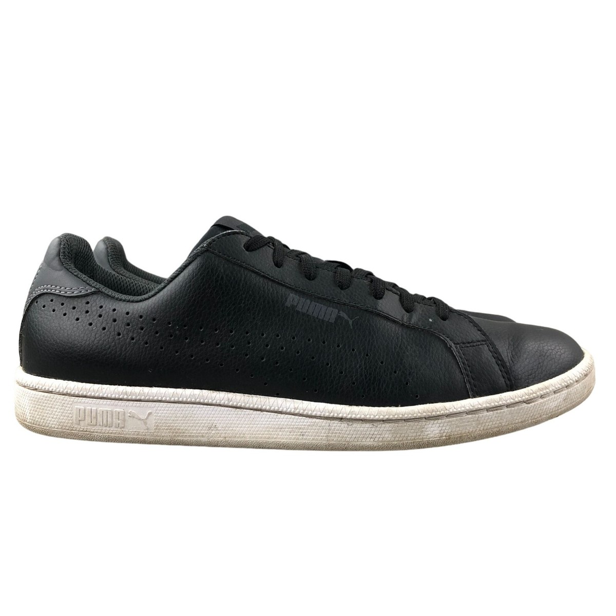 Puma Men's Size 9.5 Smash Perforated C Black Leather Low Top Sneakers  366245-01 | eBay