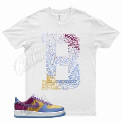 White BLESSED Shirt for N Air Force 1 UV Color Change 