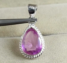 10.15 Carat Natural Pink Kunzite Pear Gemstone Certified Men's Pendant SEE VDO