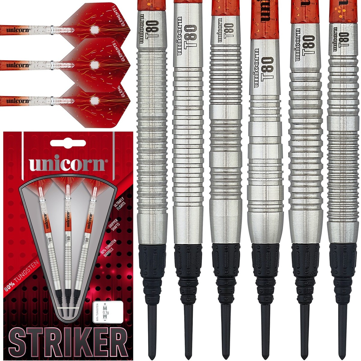 Soft Tip Unicorn Striker T80 Core XL Darts Set 19g-23g gram
