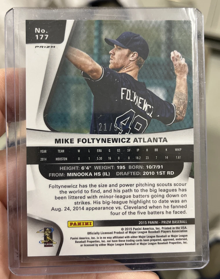 Prizm Purple Power 2015 novato Mike Foltynewicz Braves 21/99 Foto 2 de 2