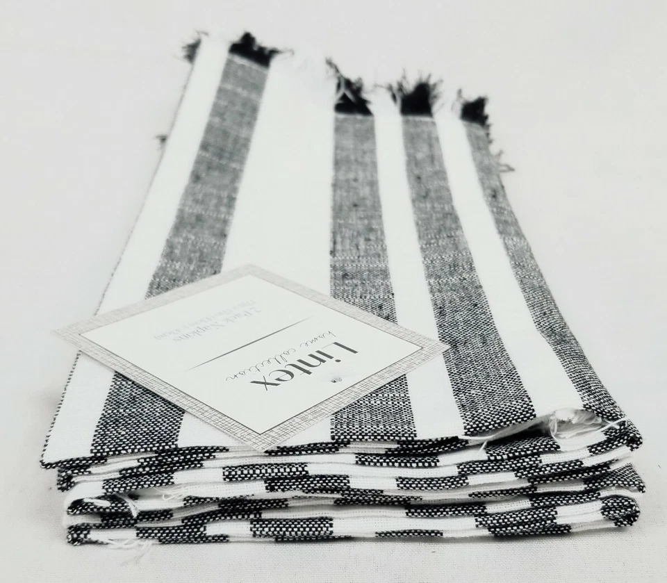 Lote 2 paquetes de 3 servilletas de tela tejida a rayas Lintex Home Collection 17"x17" nuevas con etiquetas Foto 4 de 4