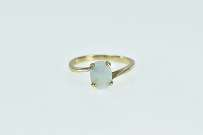 10K Oval Opal Vintage Classic Bypass Statement Ring Yellow Gold *12