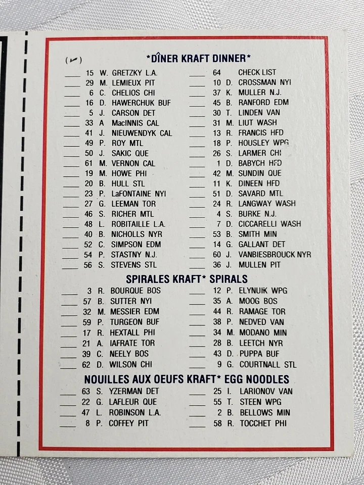 1990 WAYNE GRETZKY KRAFT PROMO BOX CUT OUT CARD CHECKLIST NHL HOCKEY LA KINGS - Image 4 of 4