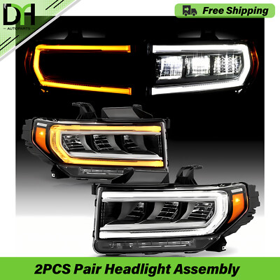 PAIR/2PCS Full LED Headlight W/ DRL For 2020-2023 GMC Acadia SL SLE SLT Denali