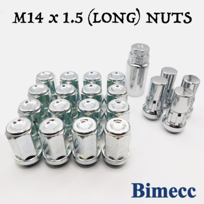 M14x1.5 Closed Wheel Nuts 41mm (Chrome) x 16 + Locks For Land Rover Freelander 2