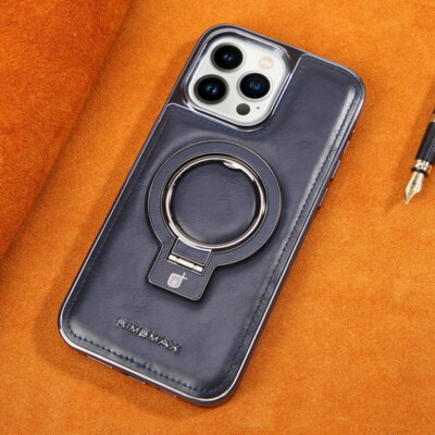 For iPhone 16 15 14 Pro Max 13 12 Magnetic Ring Stand Leather Phone Case Cover