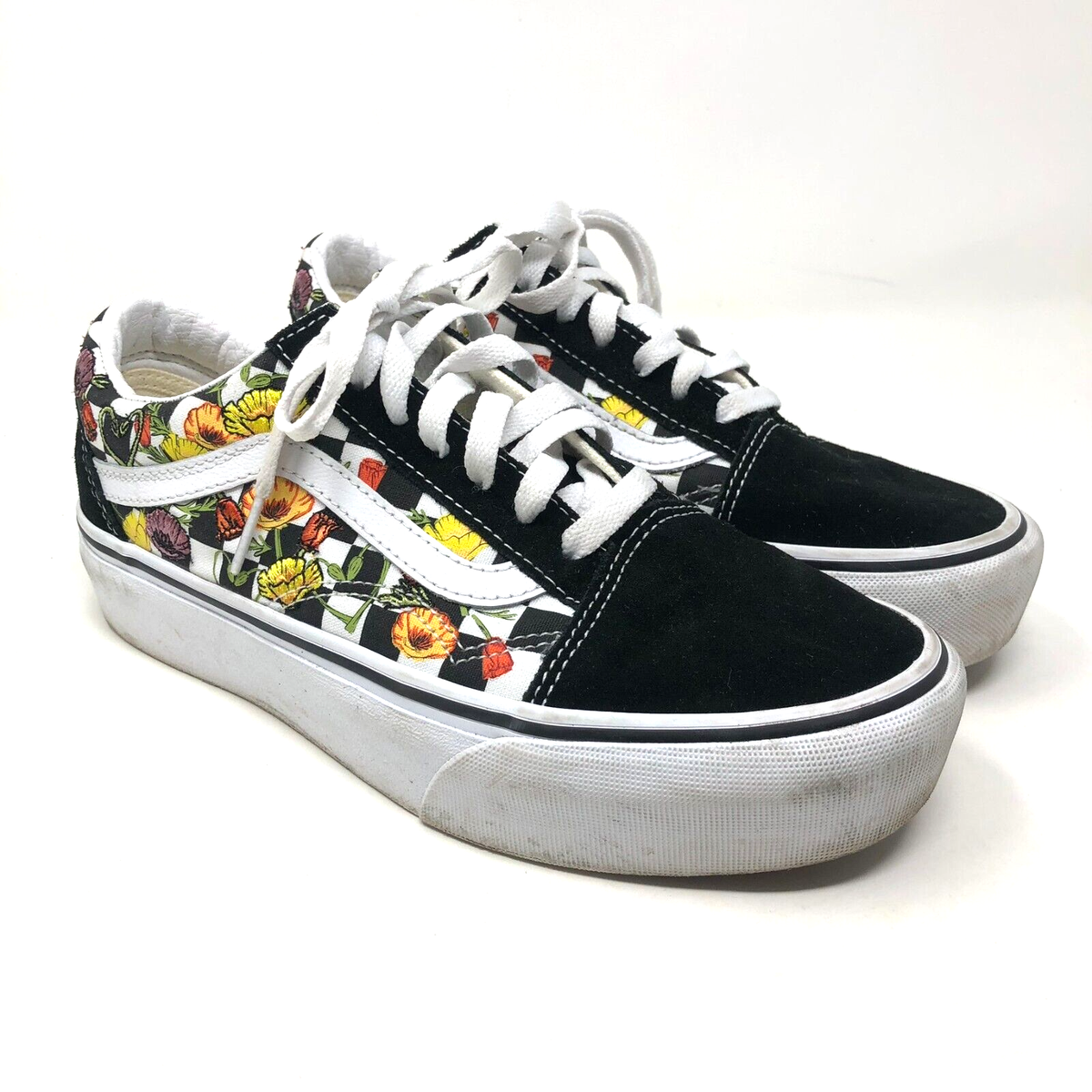 Vans Old Skool Platform Poppy Floral Checkerboard Mens Womens - Main Image