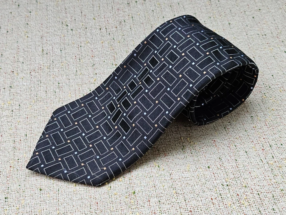 Apt. 9 Corbata para Hombre 100% Seda Importada Corbata Clásica Negra Hecha en EE. UU. Foto 3 de 4