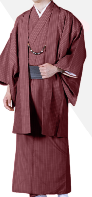 Japanese Men's Traditional Kimono HAORI Jacket Coat Set Red Ansa