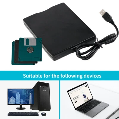 USB 2.0 Portable External Floppy Disk Drive 1.44Mb Reader FDD PC Laptop 3.5 Inch