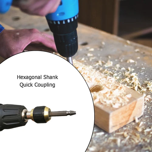1/4 inch Connecting Rod Drill Bit Holder Adapter Hexagonal Shank Quick Coupling  - Picture 4 of 6