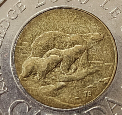 2000 Canada 2 Dollars Knowledge Toonie - ERROR CENTER CORE OFF