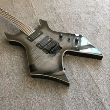 High Quality Black warlock electric guitar flamed maple top tremolo bridge