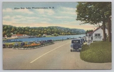 Alton Bay Lake Winnipesaukee NH Vintage Linen Postcard Busy Corner Store