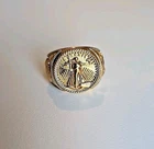New Men's Liberty 18K Gold & Silver Coin Two-Tone Ring Size 10