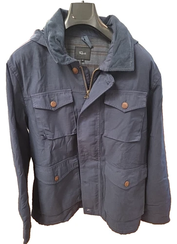 Rails Mens (XL) Navy Blue Winter Chore Coat/Parka W/ Zipper Retractable Hood NWT - product listing photo