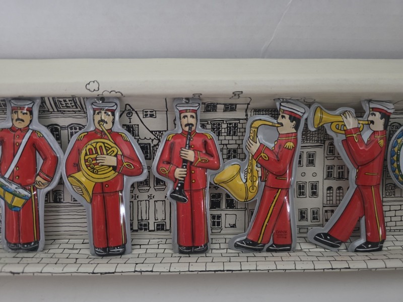 Tin DANSK Marching Band Swedish Navy Metal Ornaments Set of 8 w/box