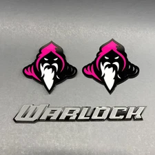 Warlock Emblem Badges Pink on Black Fender Aggressive Racing + Tailgate Badge