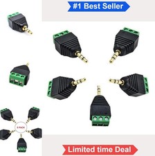 3.5mm TRS Male Jack to 3 Screw Terminal Block Connector 5 Pack Solderless Audio