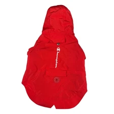 Champion Red Dog Raincoat Hooded Jacket Pet Apparel Outerwear Medium 530