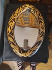 Vintage Sticks Handmade wooden Oval Mirror With Floral Inlay 15" — photo 2