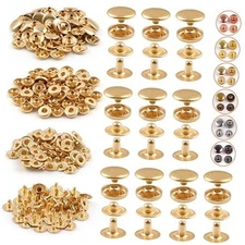  50 Sets Snap Fasteners Kit 10mm Metal Snap Buttons Kit Leather Pale Gold