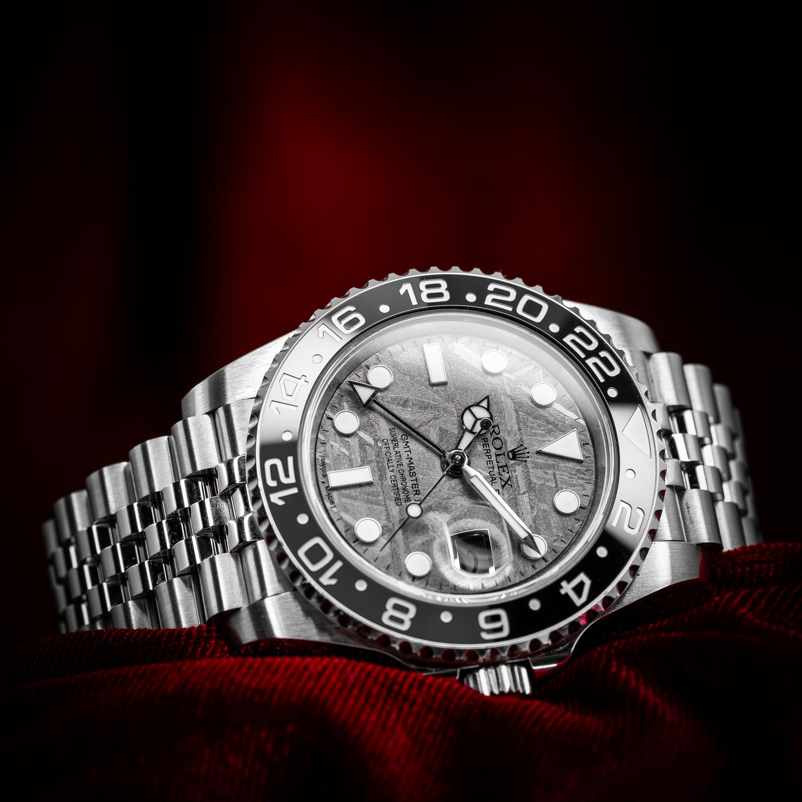 Rolex GMT-Master II Meteorite Bruce Wayne Jubilee 116710LN Box & Papers