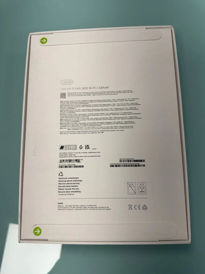 Apple iPad Air 11" 128GB M3 SPACEGRAU WiFi + Cellular A3267 8GB RAM NEU VERSIEGELT