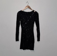 Windsor Women’s US M Black Cut To Perfection Sequin Rhinestone Button Mini Dress