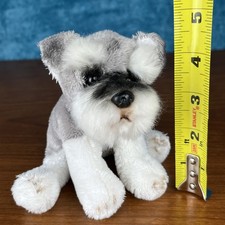 Russ Berrie Yomiko Classics BOB Schnauzer Sitting Dog 5  Gray White Plush - Rare