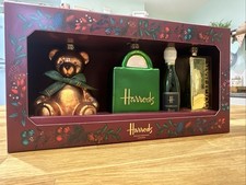 Harrods Glass Tree Christmas Ornament Teddy, Champagne, Gold Bar, Bag, New Boxed