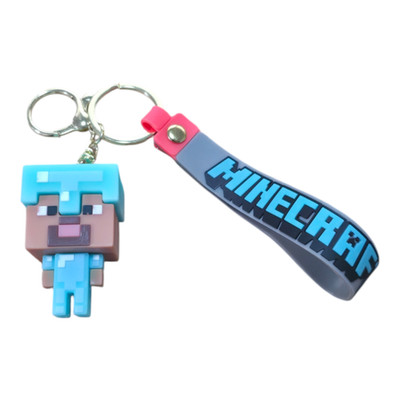 Minecraft Keychain Blue Steve Armor Backpack Purse Zipper Charm New Free Ship