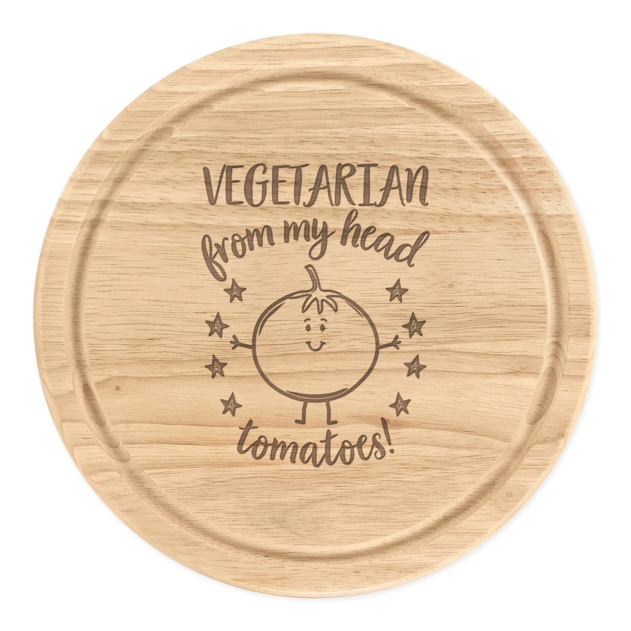 Vegetarian From My Head Tomatoes Round Chopping Cheese Board Best Funny
