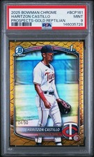 2025 Bowman Chrome Haritzon Castillo BOWMAN 1st Gold Reptilian #/50 psa 9