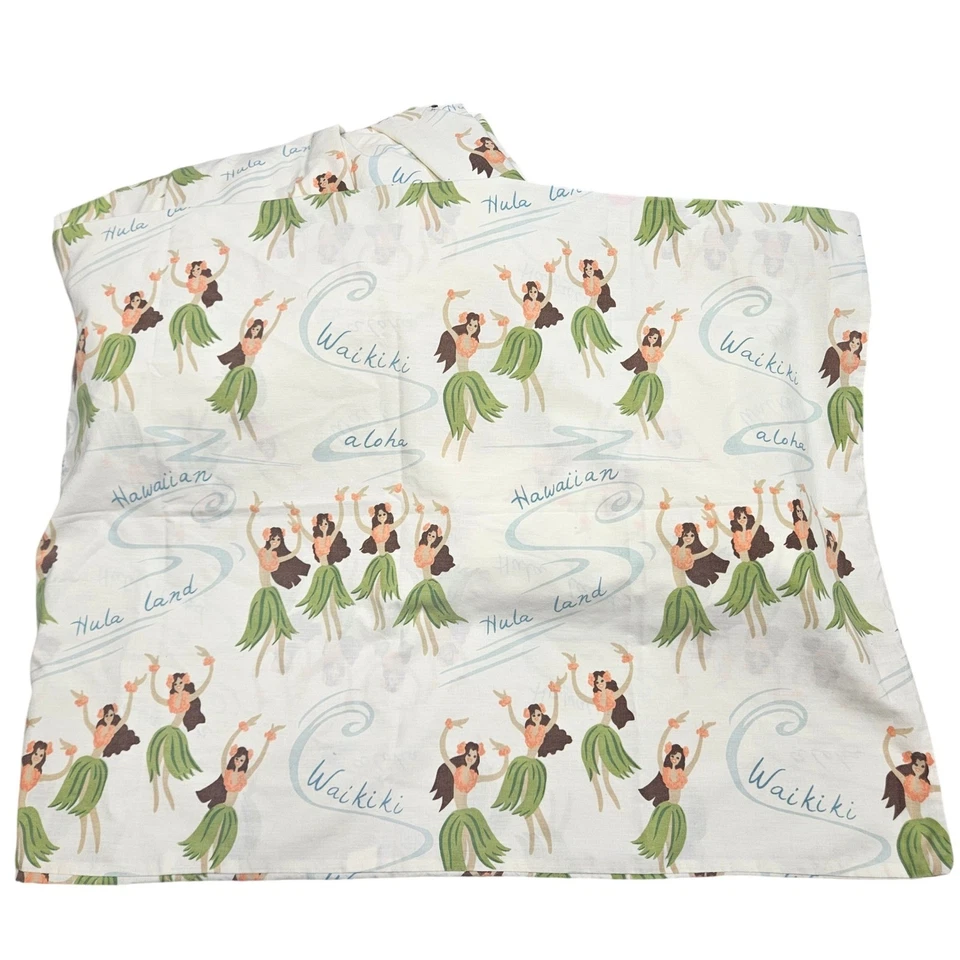 Juego de sábanas de mezcla de algodón con estampado Aloha de bailarina de hula hawaiana tamaño completo Foto 2 de 4