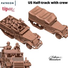 WWII US M3 Half Track with Crew Various Scales Historical Wargaming